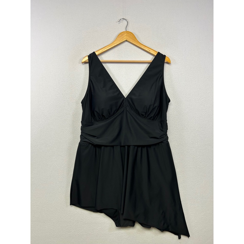 Classic Minimalist Torrid Womens 3 Black Asymmetrical Handkerchief Swim Dress